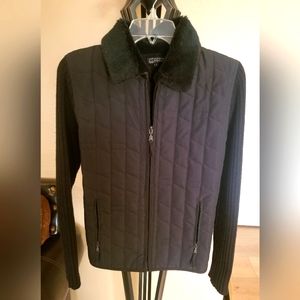 Effeci sweater jacket with fur on collar